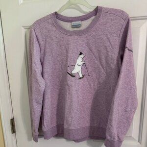 Columbia Women's Hart Mountain II Graphic Crew Sweatshirt in Lavender Size M